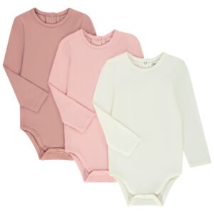 Lot de 3 bodies manches longues unis pour bébé fille