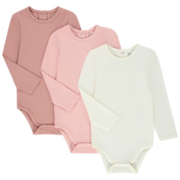 Lot de 3 bodies manches longues unis pour bébé fille