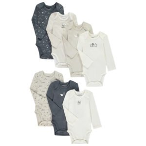 Lot de 7 bodies manches longues motifs ski pour bébé