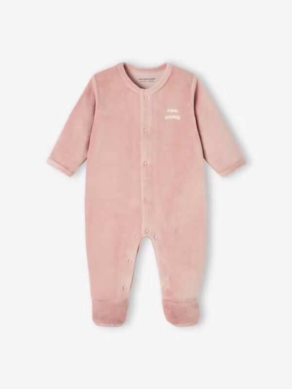 Lot de 3  pyjamas bébé mixte en velours ouverture naissance