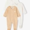 Lot de 3 pyjamas bébé mixte en velours ouverture naissance