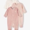 Lot de 3  pyjamas bébé mixte en velours ouverture naissance